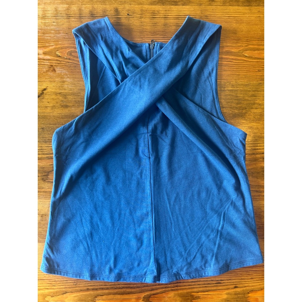 Soft Surroundings‎ Chambray Cross Front Sleeveless Top Large Petite